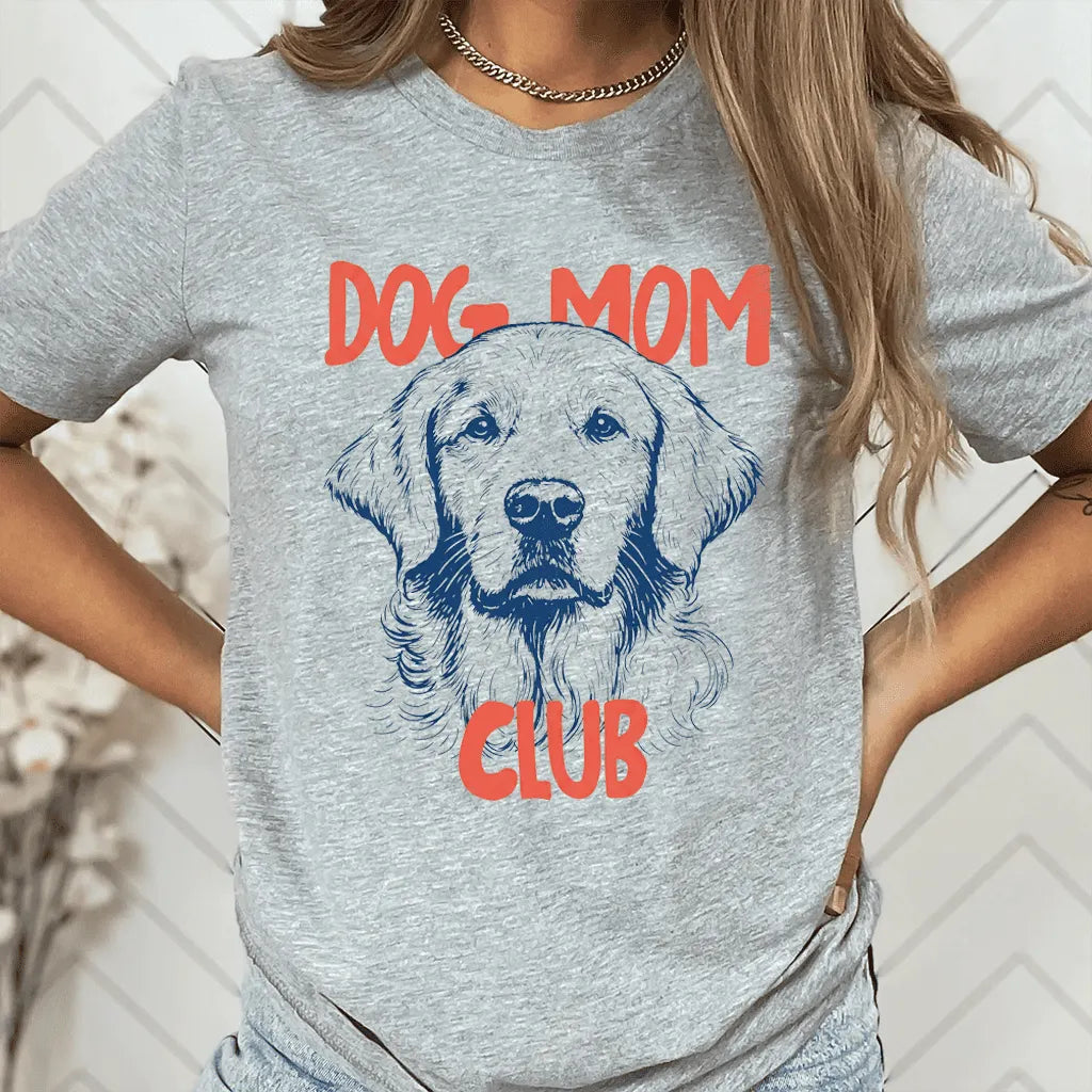 Custom Dog Photo Dog Mom Club Tee, Custom Pet Photo Graphic Shirt for Mother's Day