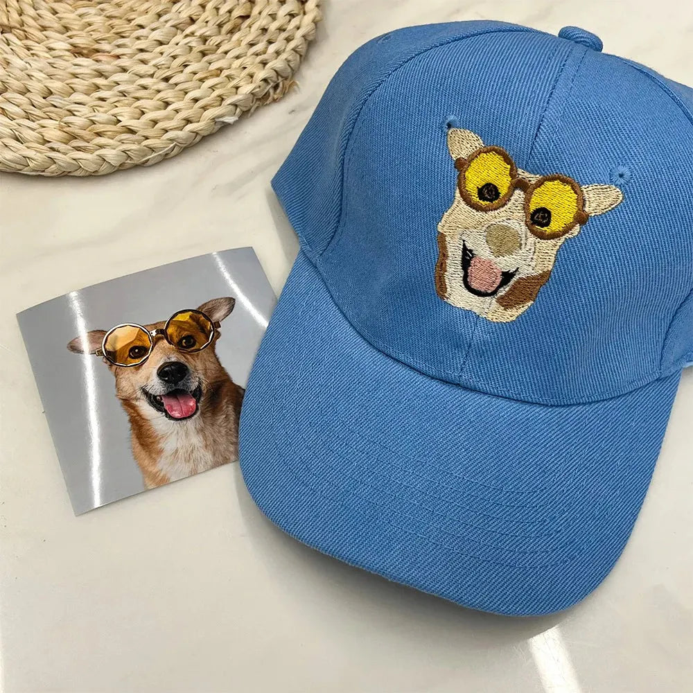 Custom Embroidered Hat with Pet Portrait