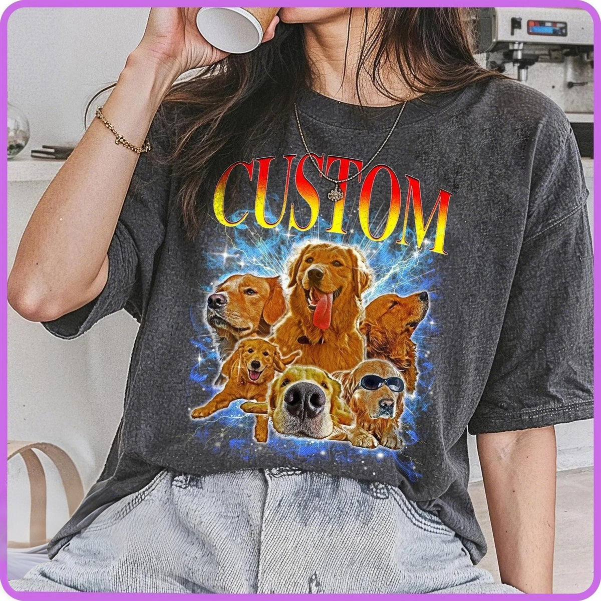 Vintage Pet Tee & Sweatshirt & Hoodie - Custom Photo & Name Shirt