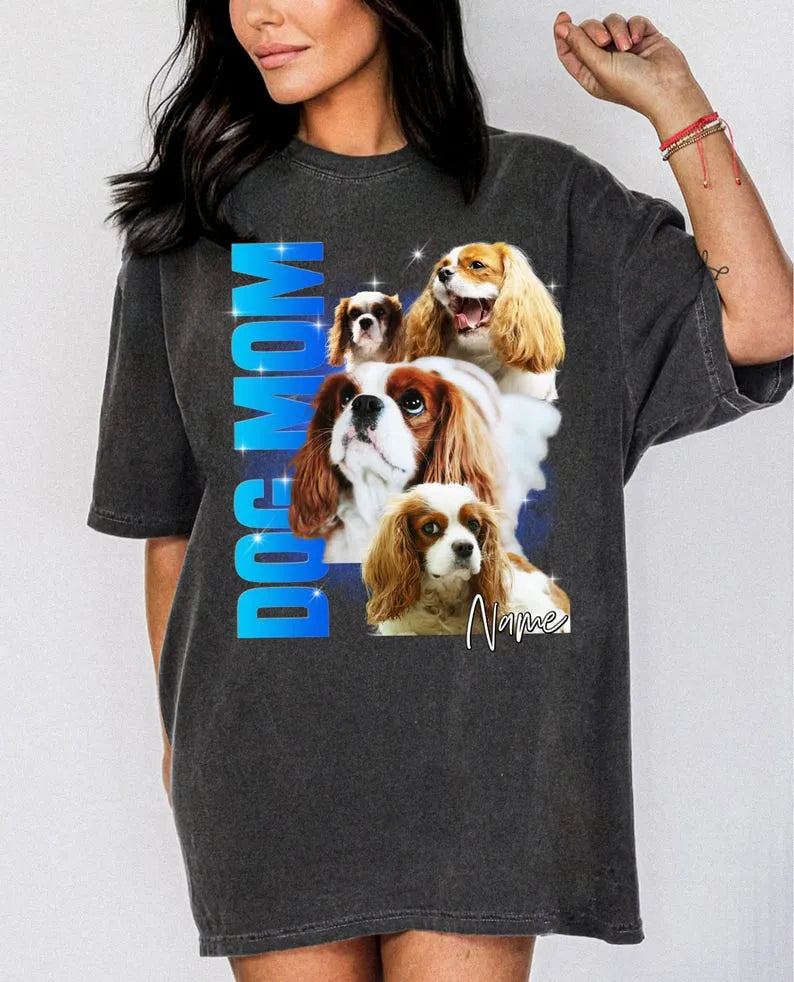 Personalized Dog Mom T-shirt, Sweatshirt & Hoodie - Custom Dog Mama Design with Your Photos & Vintage Style