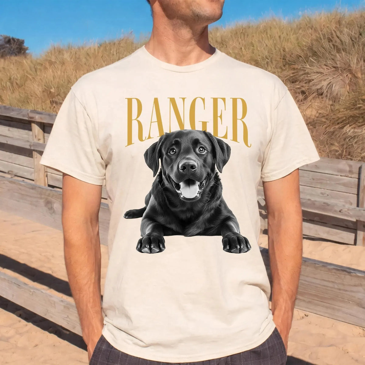 Custom Dog Photo Shirt for Dog Dad, Vintage Custom Pet Photo and Name Shirt