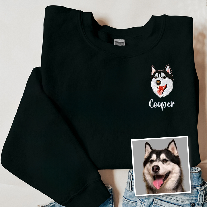 Husky Lover Custom Embroidered Sweatshirt Hoodie T-shirt