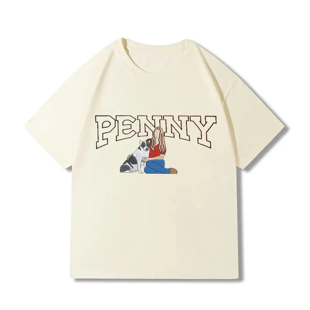 Custom Embroidered Pet From Your Photo Sweatshirt T-shirt, Dog Mom Dog Dad Hoodie- Varsity Colorful Design