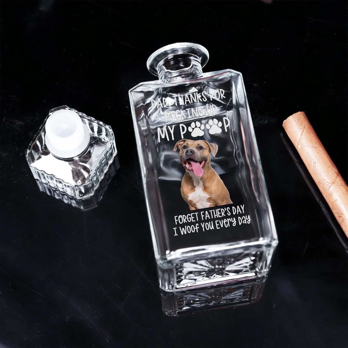 Dad, Thanks For Picking Up My Poop - Custom Photo Decanter