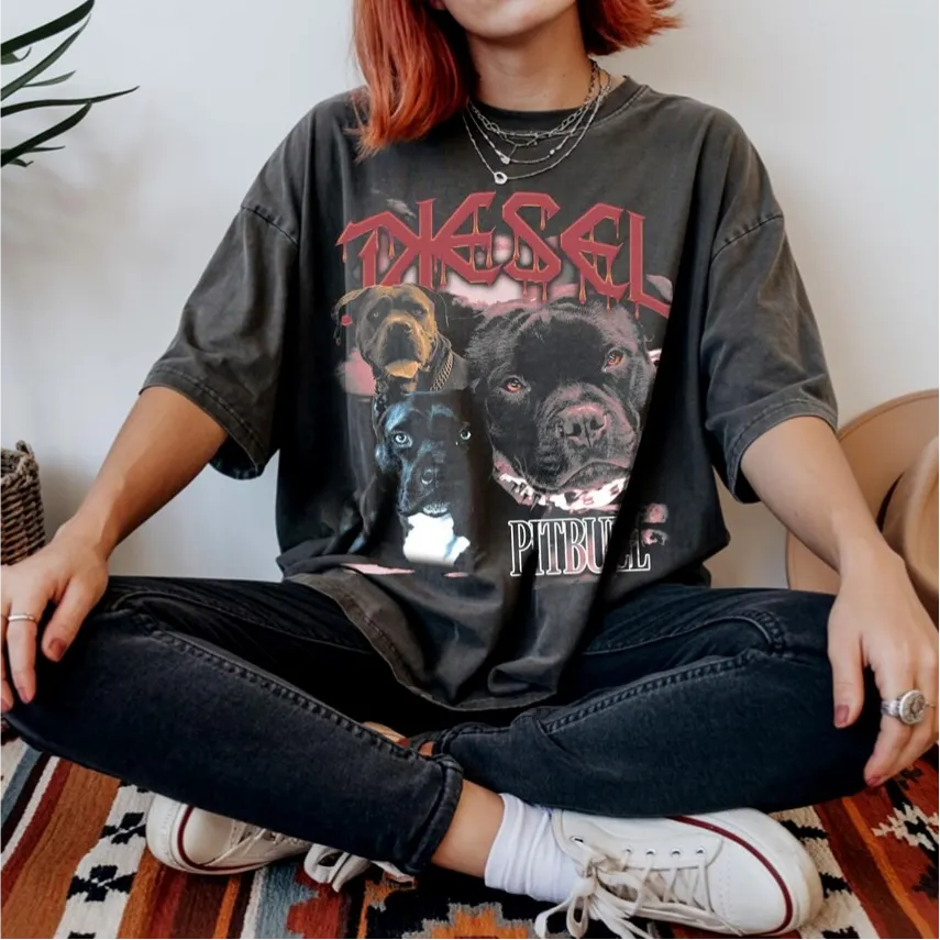 Custom Dog Face Shirt, Bootleg Dog Graphic Tee, Dog Portrait Washed Shirt
