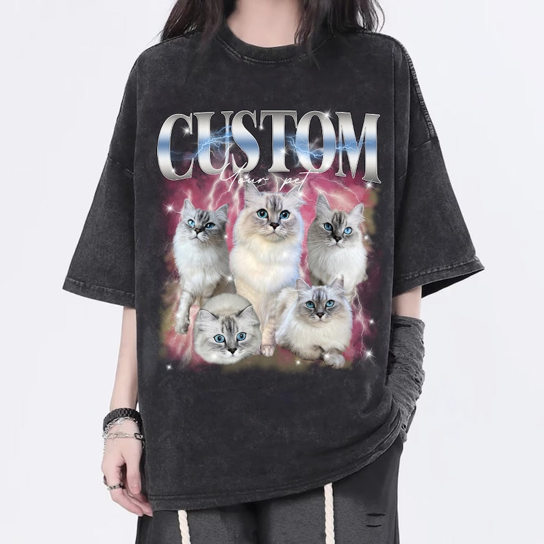 Custom Pet Phot Vintage Bootleg Shirt, Custom Pet 90's Tee Sweatshirt Hoodie