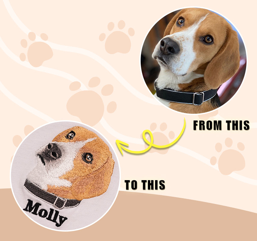 Custom Premium Handcrafted EMBROIDERED Pet Sweatshirt Using Pet Photo + Name- Colorful Design