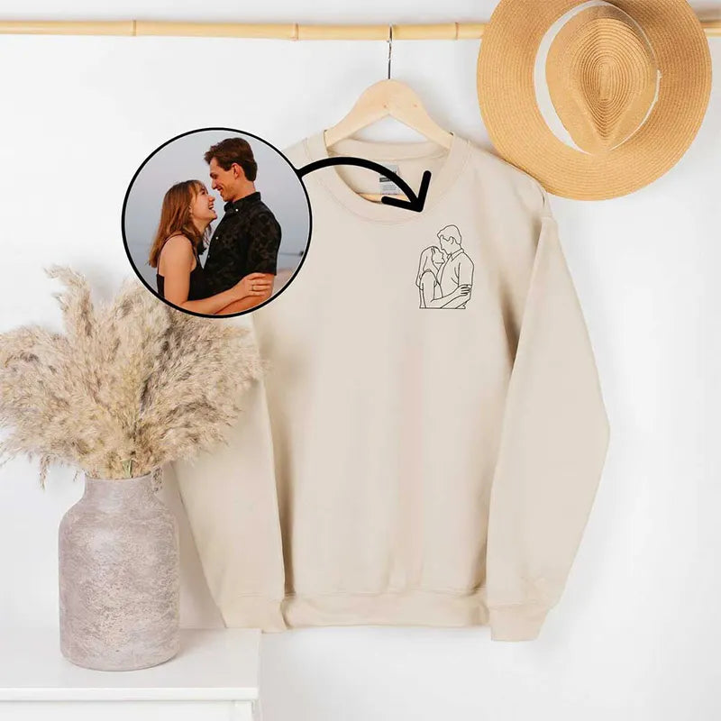 Custom Outline Photo Embroidered Crewneck