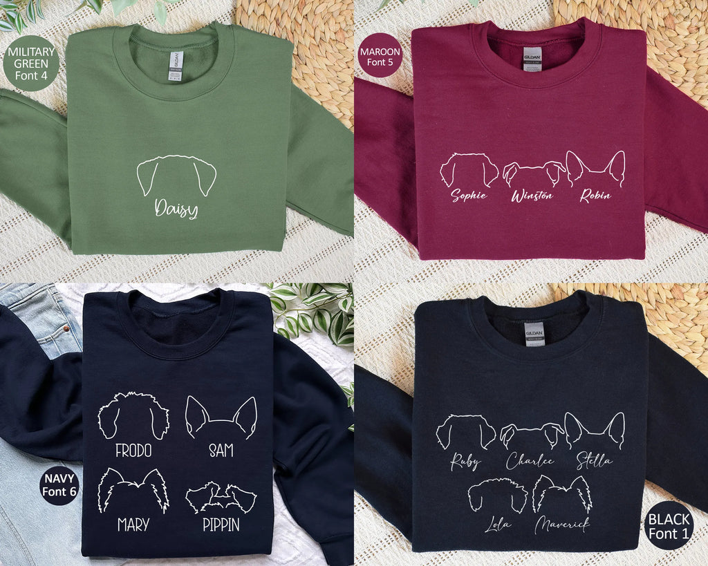 Custom Dog Sweatshirt, Personalized Dog Ears Sweatshirt with Name