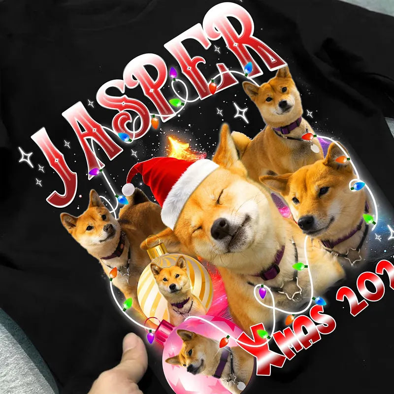 Personalized Dog Bootleg Rap Tee, Custom Pet Face Shirt, Christmas Gift for Dog Lovers