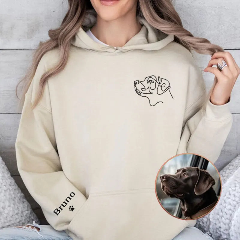 Custom Embroidered Dog Sweatshirt, Personalized one-line Pet Sweatshirt, Custom Dog Portrait Sweatshirt- Stylish Outline