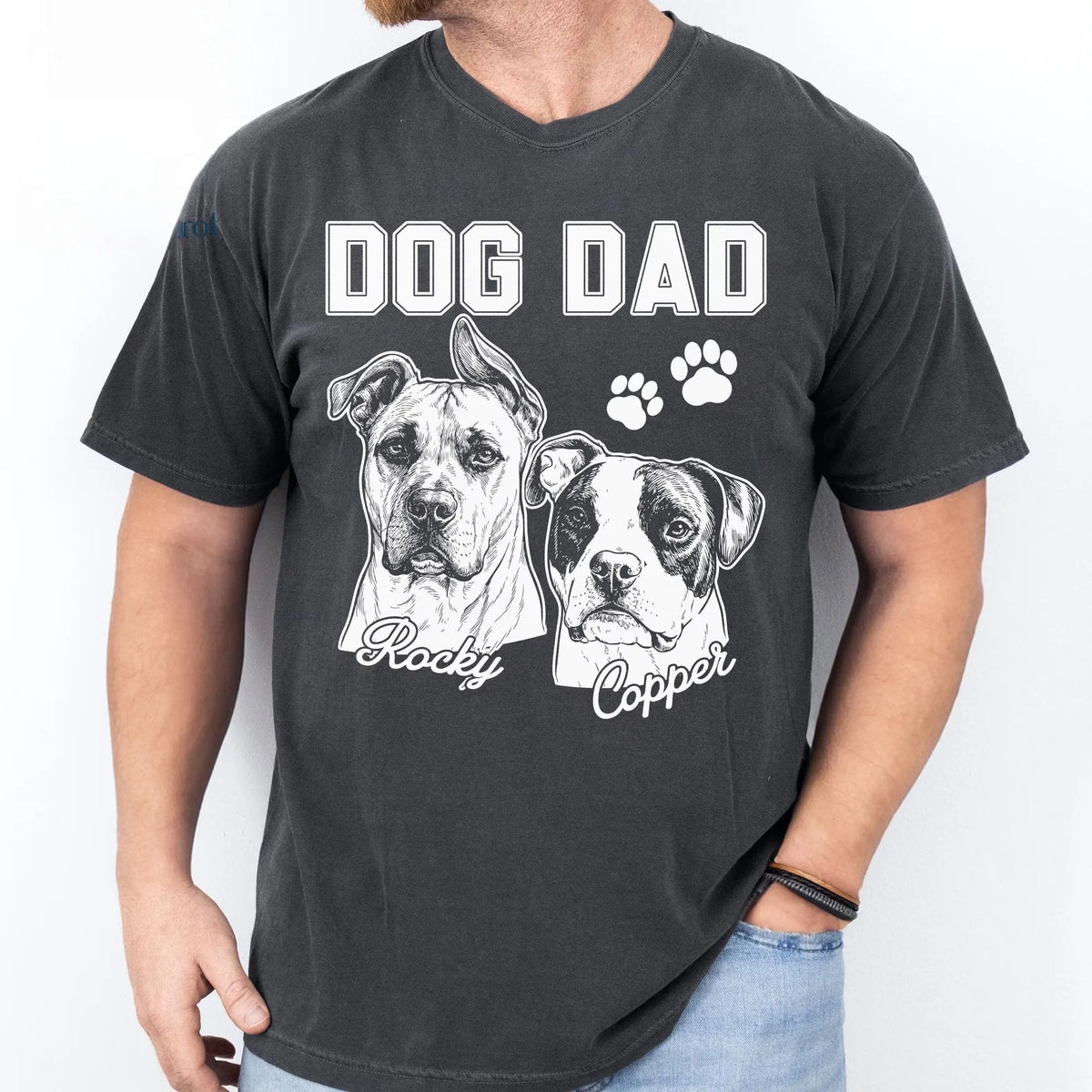 Custom Dog Dad Photo T-shirt, Dog Photo Shirt for Dog Dad
