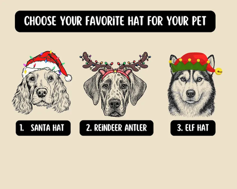 Custom Santa Paws Christmas Dog Sweatshirt - Personalized Dog Festive Santa Hat Graphic Crewneck