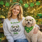 Custom Pet St Patricks Day T-Shirt with Photo, Custom Dog Cat Golden Lucky Clover Glasses Graphic Tee