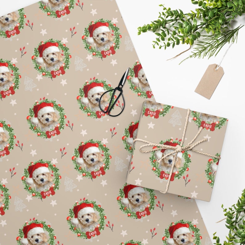 Custom Pet Holiday Gift Wrap, Personalized Dog Wrapping Paper