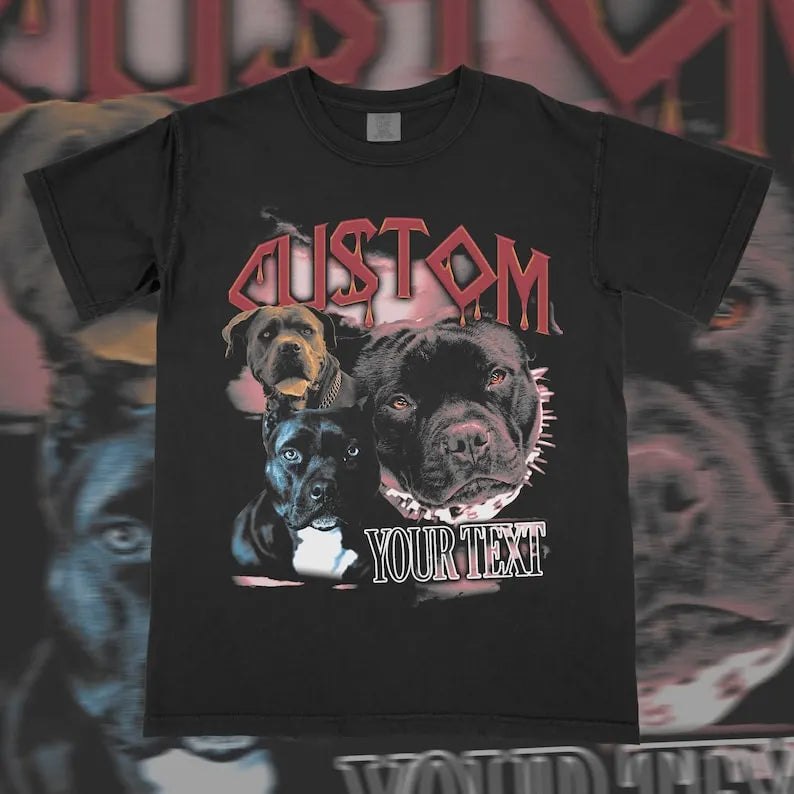 Custom Dog Face Shirt, Bootleg Dog Graphic Tee, Dog Portrait Washed Shirt