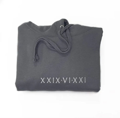 Anniversary Date Roman Numeral Embroidered Sweatshirt