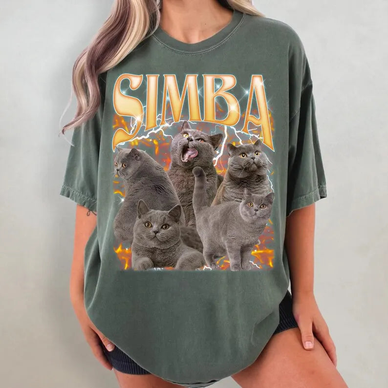 Custom Photo Vintage 90s Graphic Tee, Personalized Pet Shirt, Bootleg Rap Dog Shirt
