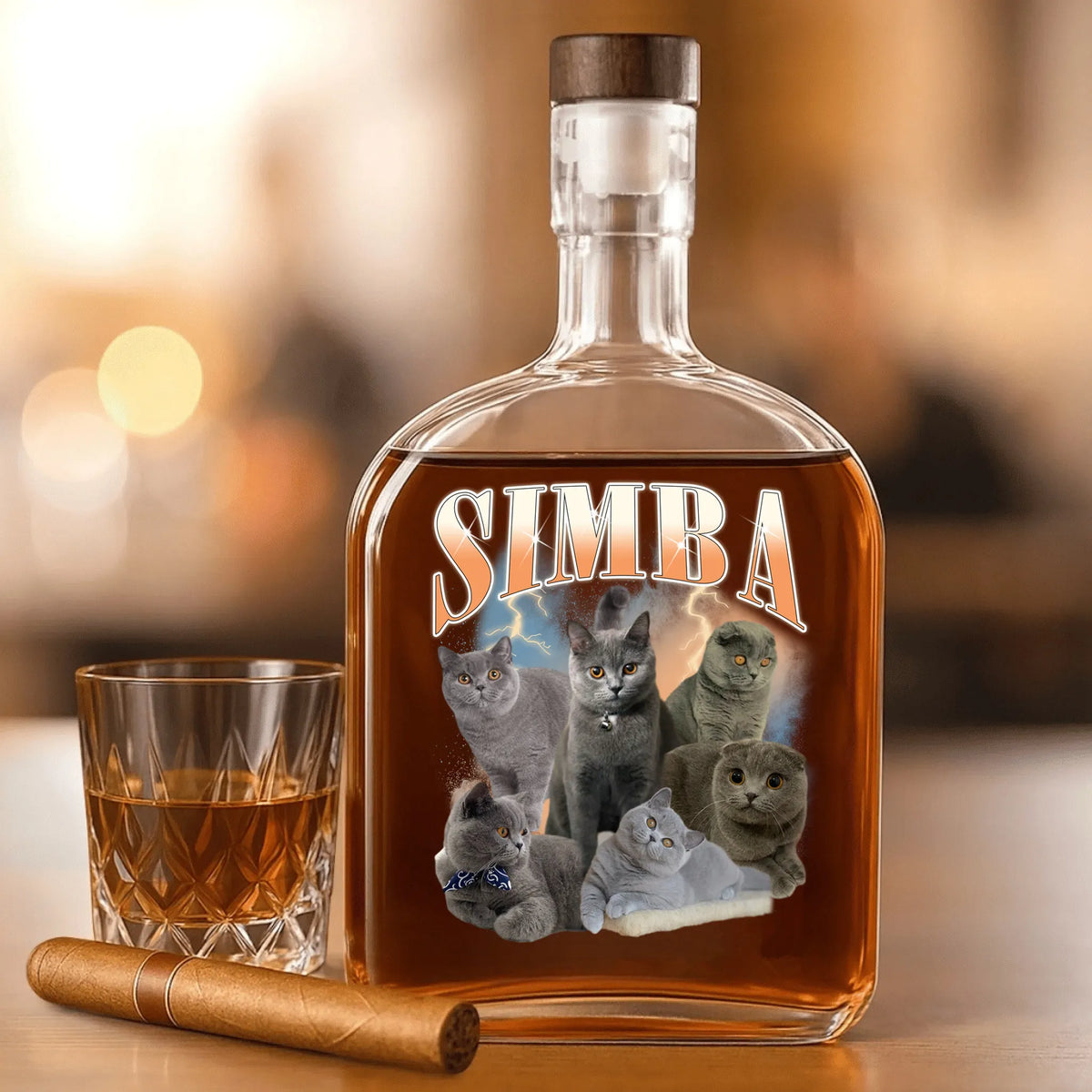 PetFiestas® Bootleg Vibe Custom Whiskey Bottles with Pet Portraits for Dog Dad