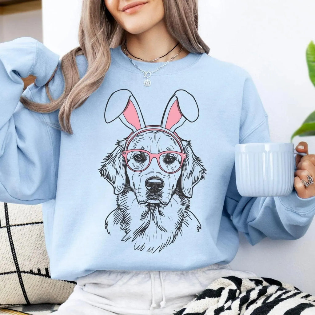 Custom Dog Line Art Easter Sweatshirt, Minimalist Pet Bunny Ears Hoodie