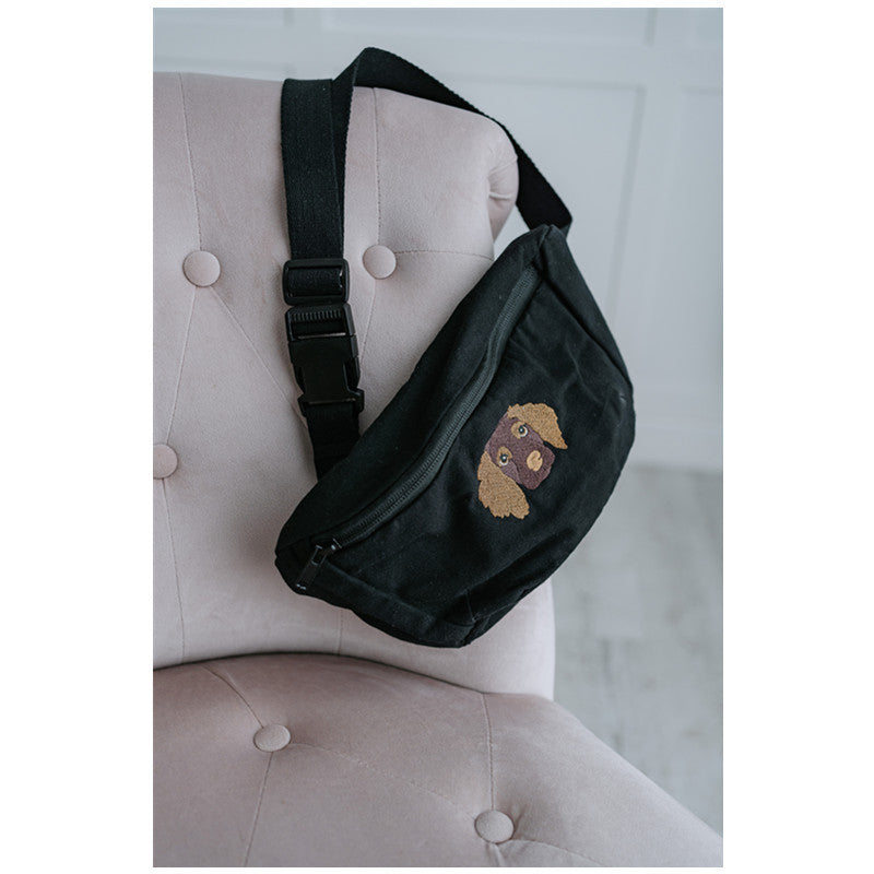 Embroidered Pet Portrait Organic Canvas Bum Bag