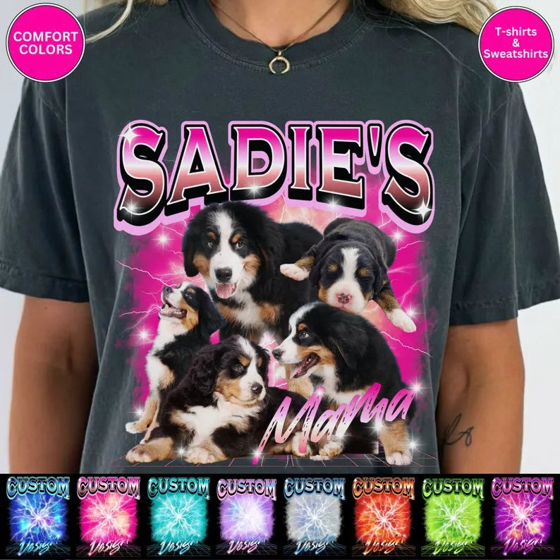 Vintage Custom Pet Photo Shirt Custom Bootleg Rap Tee 90s Rap T-shirt Crewneck Hoodie