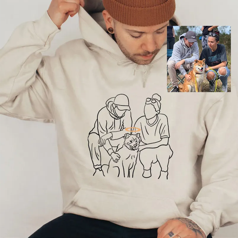 Custom Pet Photo Embroidered Sweatshirt- Stylish Outline Style