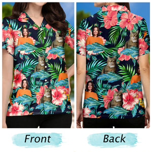 Custom Photo Human And Pet Faces - Personalized Hawaiian Shirt