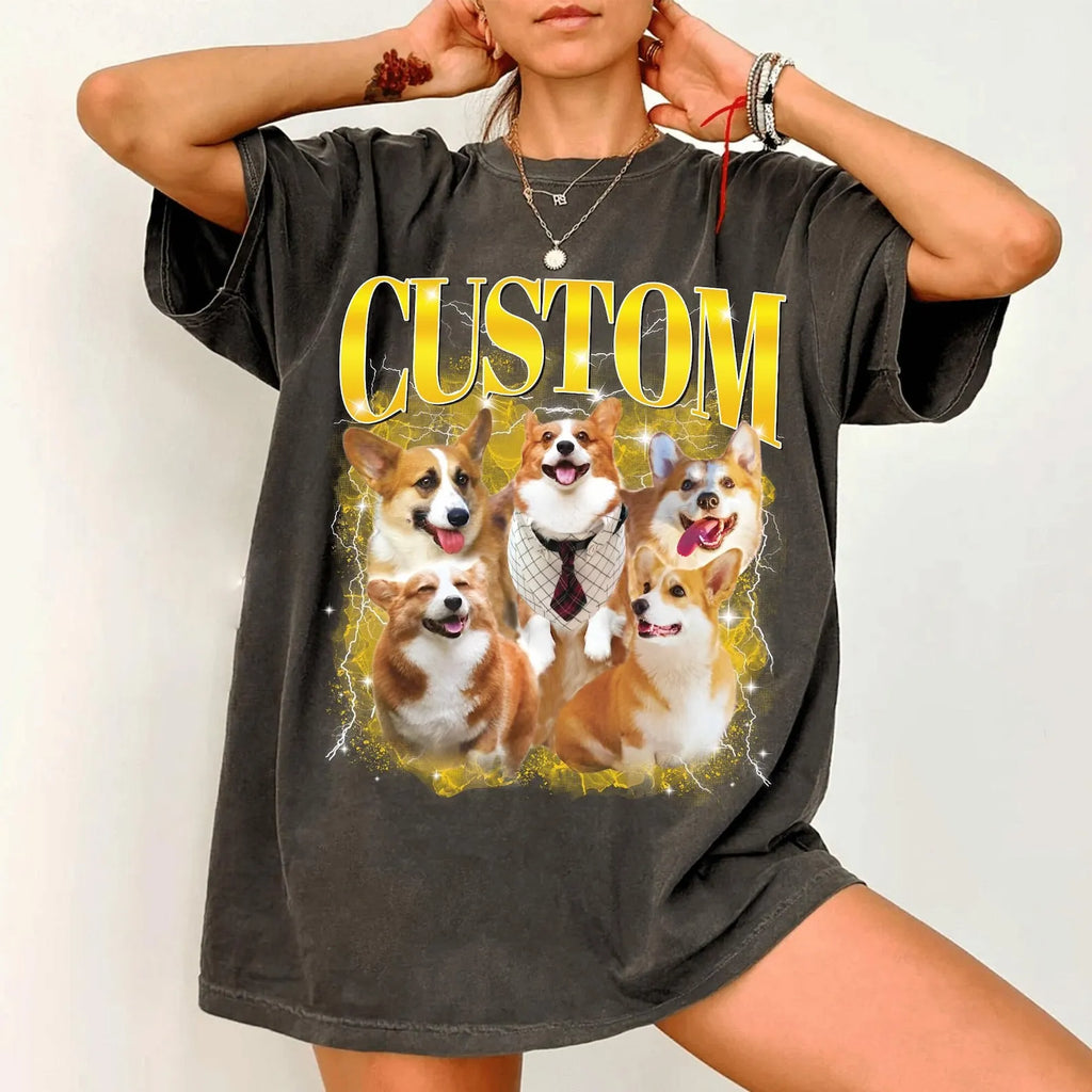 Custom Bootleg Rap Pet Shirt, Custom Pet Photo 90s Graphic Bootleg Rap Tee