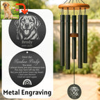 Custom Engraved Pet Memorial Wind Chime, Dog or Cat Loss Gift