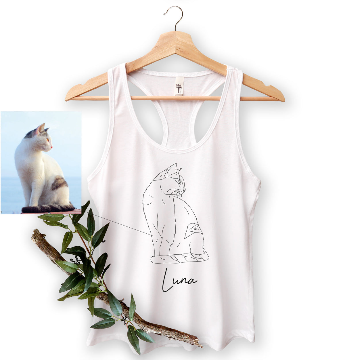 Personalized Pet Outline Portrait from Photo Tank Top