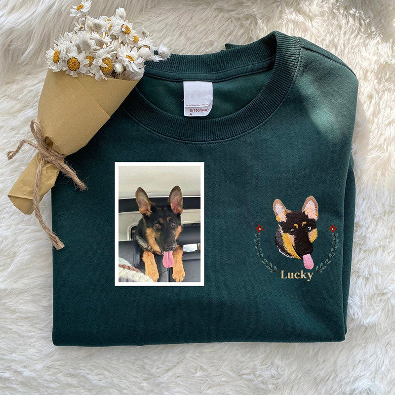 Custom Pet From Your Photo Embroidered Sweatshirt,Hoodie- Colorful Design