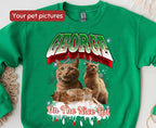 Custom Pet Sweater Using Pet Photo Personalized Bootleg Dog Face Christmas Sweatshirt Hoodie T-shirt