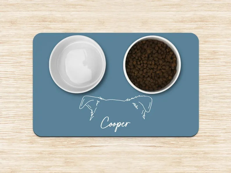 Custom Dog Mat – Personalized Pet Food Bowl Placemat with Dog Ears Design for Pet Lovers