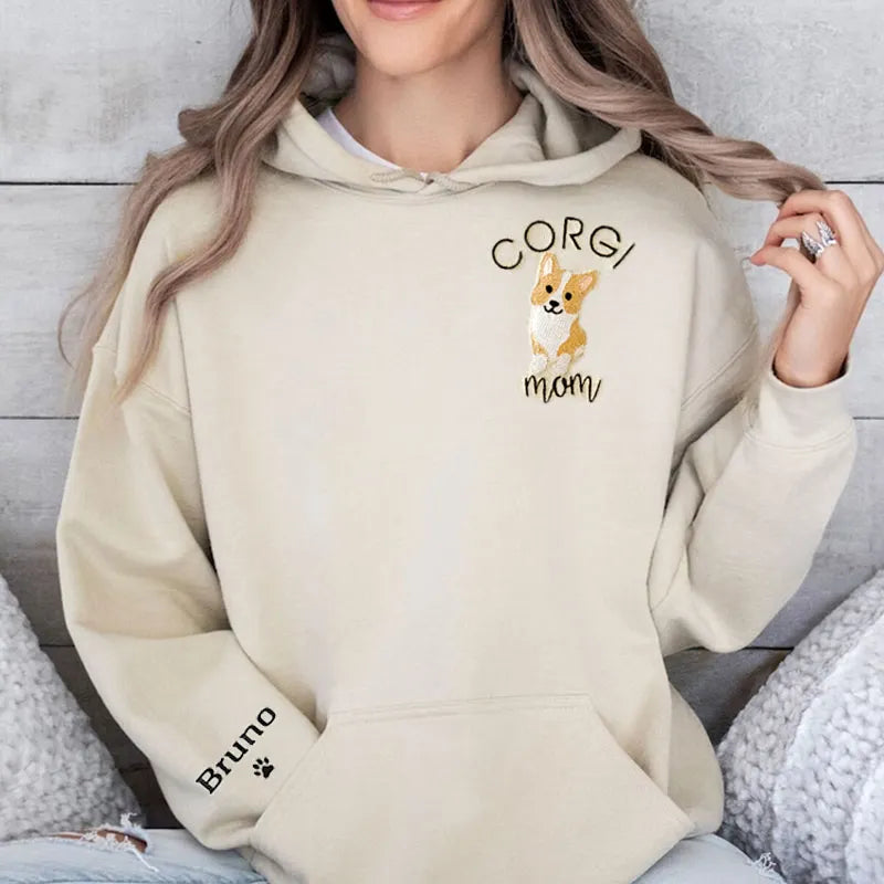Custom Pet Portrait Embroidered T-shirt  Sweatshirt Hoodie- Colorful Design