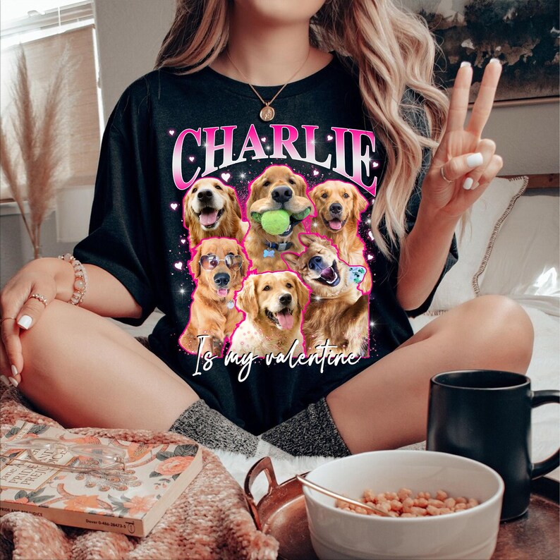 Valentine Custom Pet Bootleg Shirt, Personalized Valentine Pet Photo T-Shirt Hoodie Sweatshirt