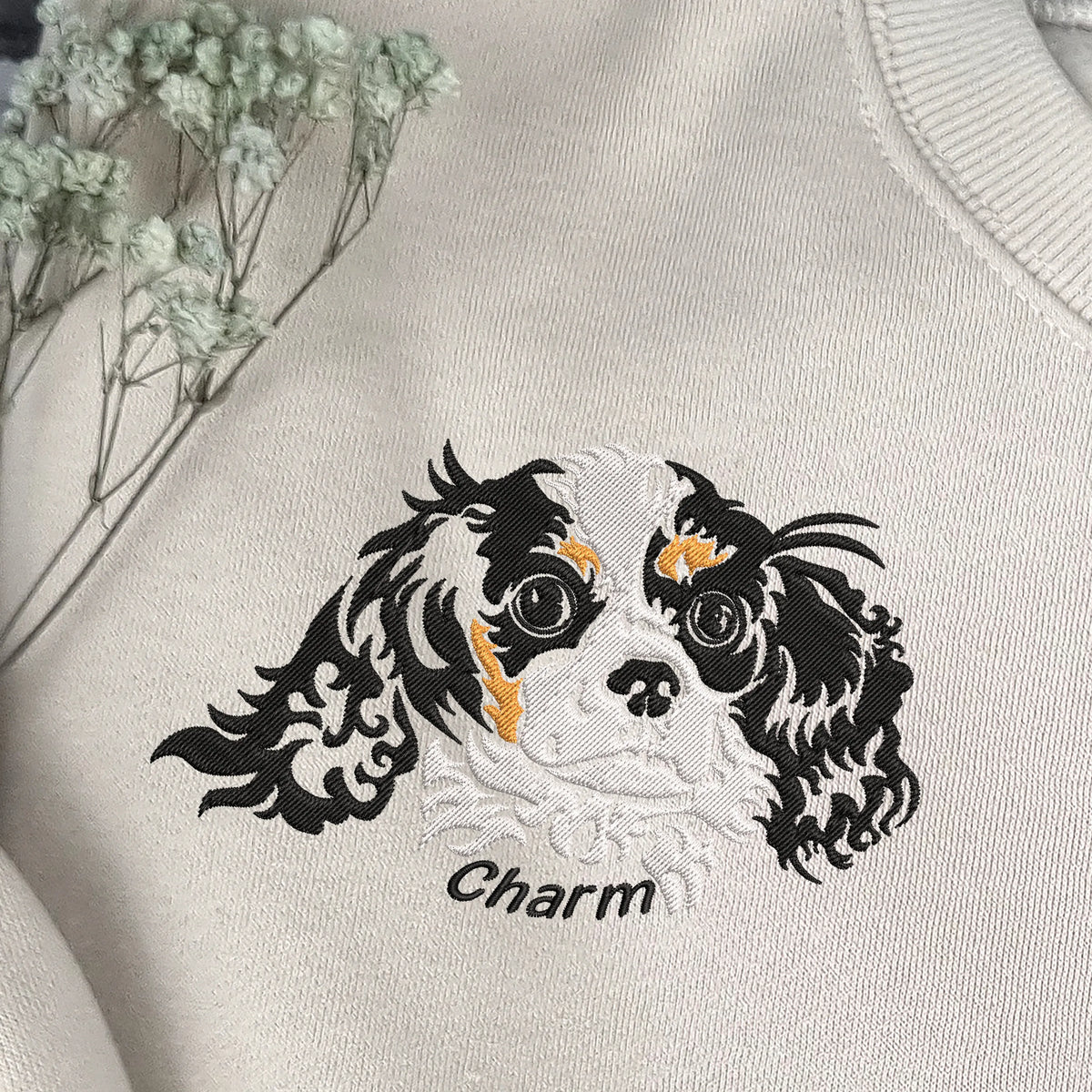 Custom Dog Portrait Embroidered Sweatshirt Pet Portrait Embroidered Hoodie- Colorful Design