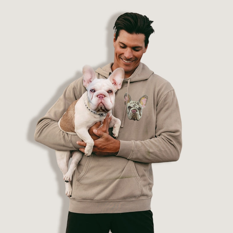Personalized Pet Portrait Embroidered Center Sweatshirt- Colorful Design