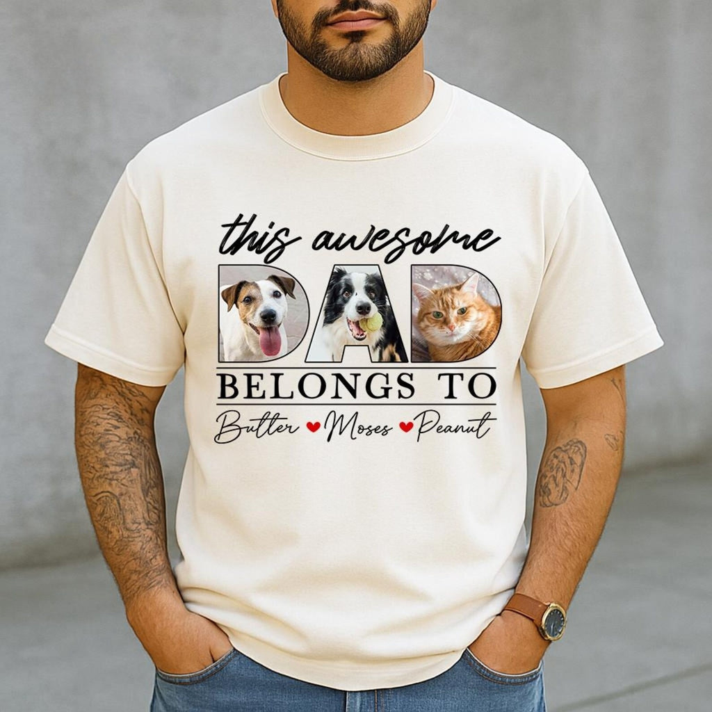 Custom Pet Picture Shirt for Dad, Pet Dad Father's Day Gift