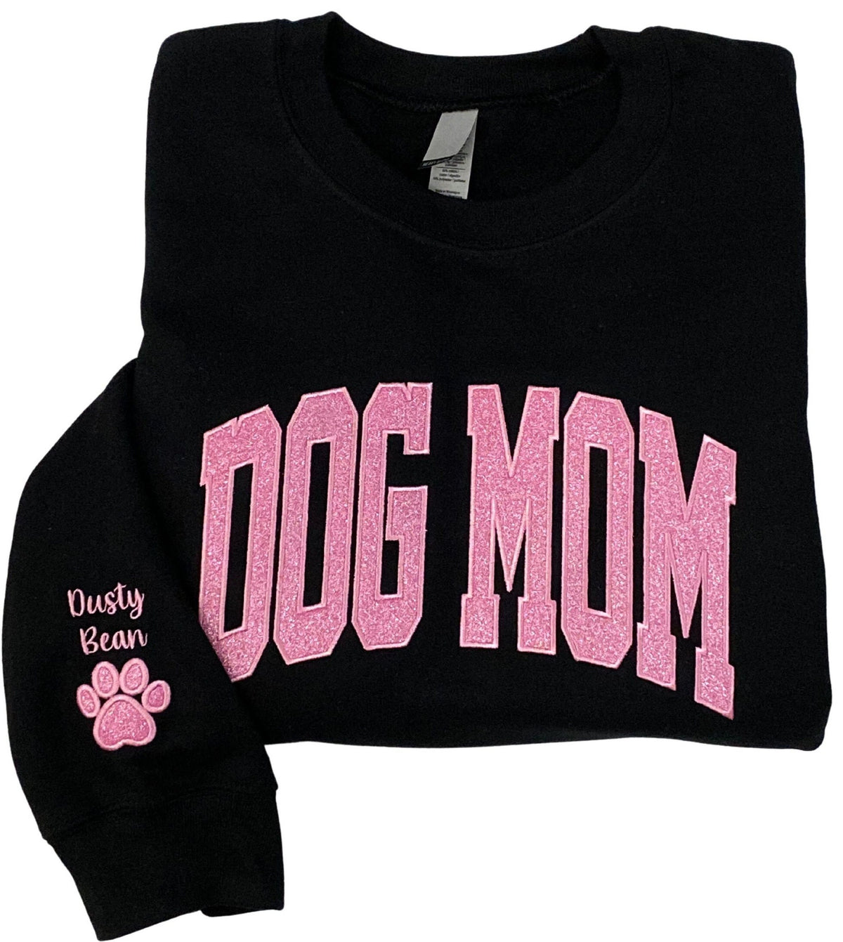 Custom Applique Glitter Dog Mom Sweatshirt
