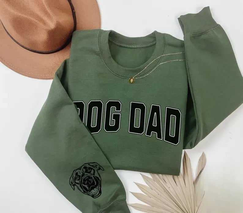 Dog Dad Personalized Sweatshirt – Custom Pet Portrait Gift for Father’s Day or Birthday
