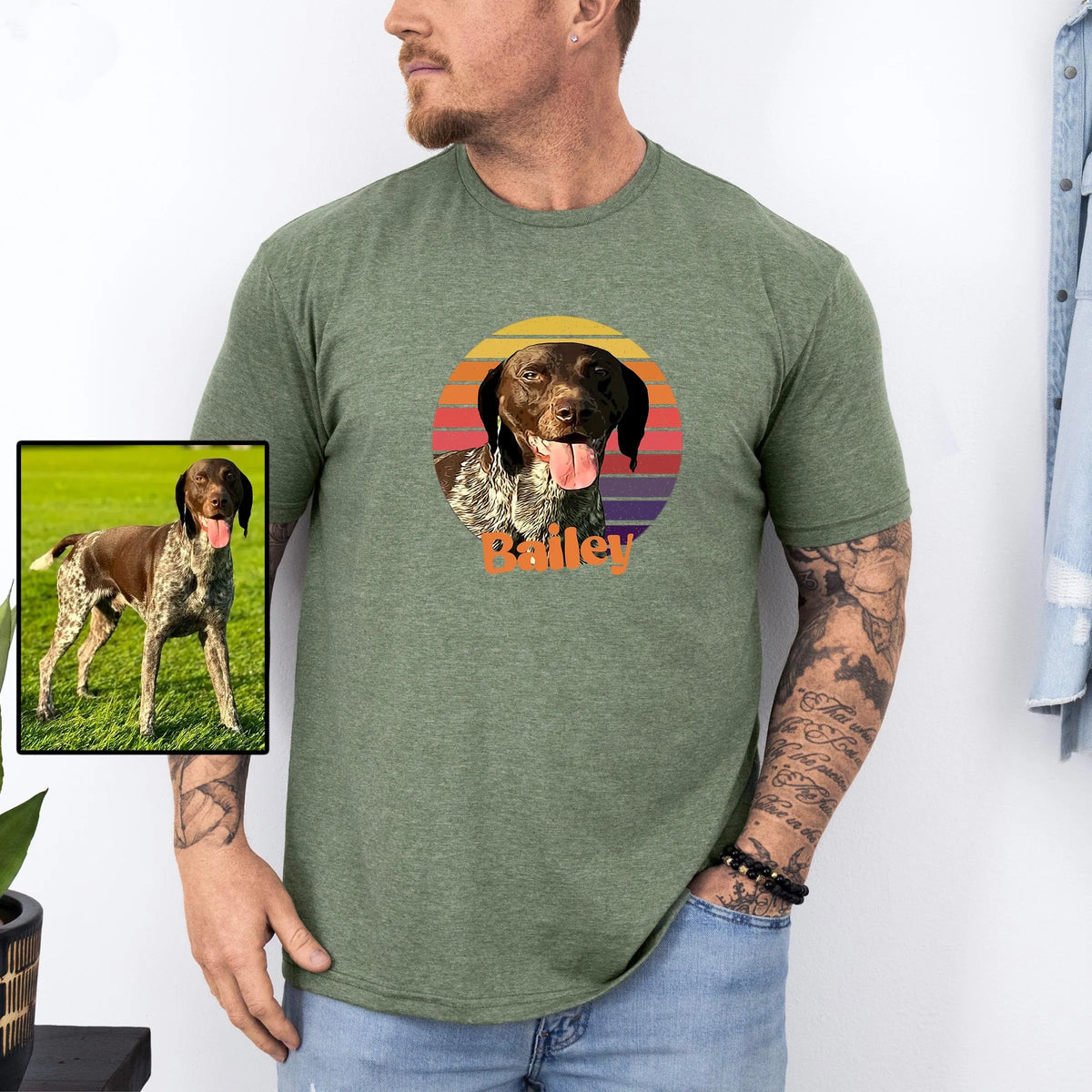 Custom Retro Dog Shirt, Vintage Style Personalized Dog Face Tee Sweatshirt Hoodie