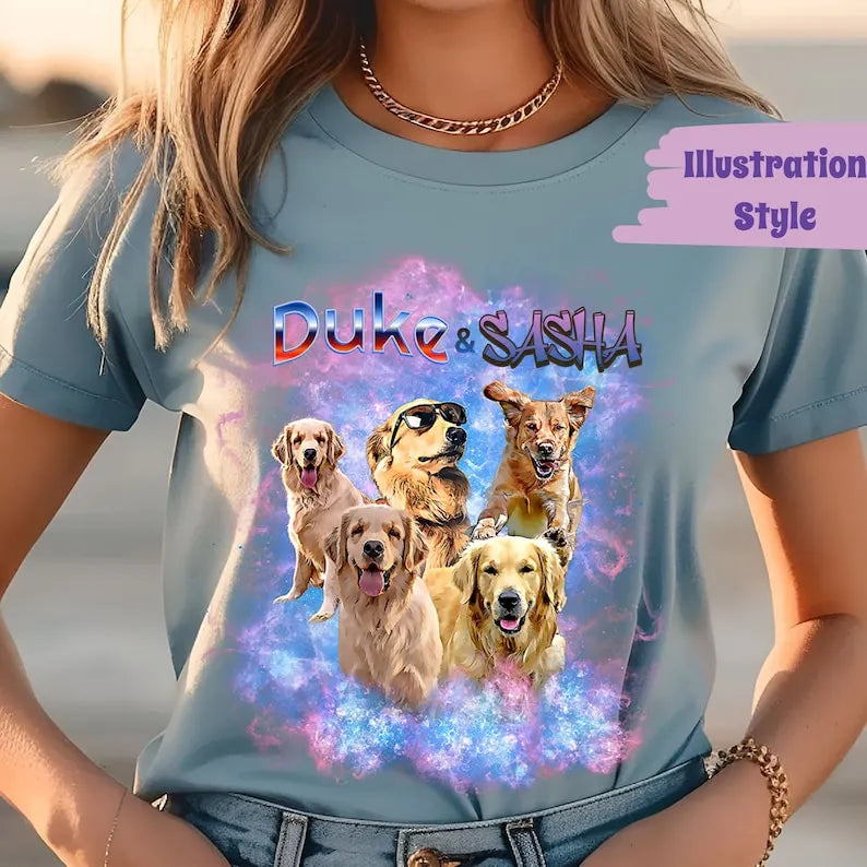 Personalized Pet Tee, Custom Pet Photo Vintage 90s Graphic, Bootleg Rap Dog Shirt Sweatshirt Hoodie