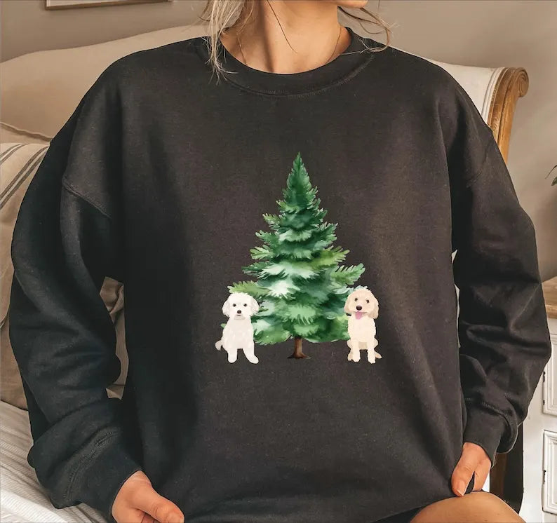 Custom Dog Christmas Tree Sweatshirt Personalized Dog UNISEX Christmas Sweatshirt Hoodie T-shirt