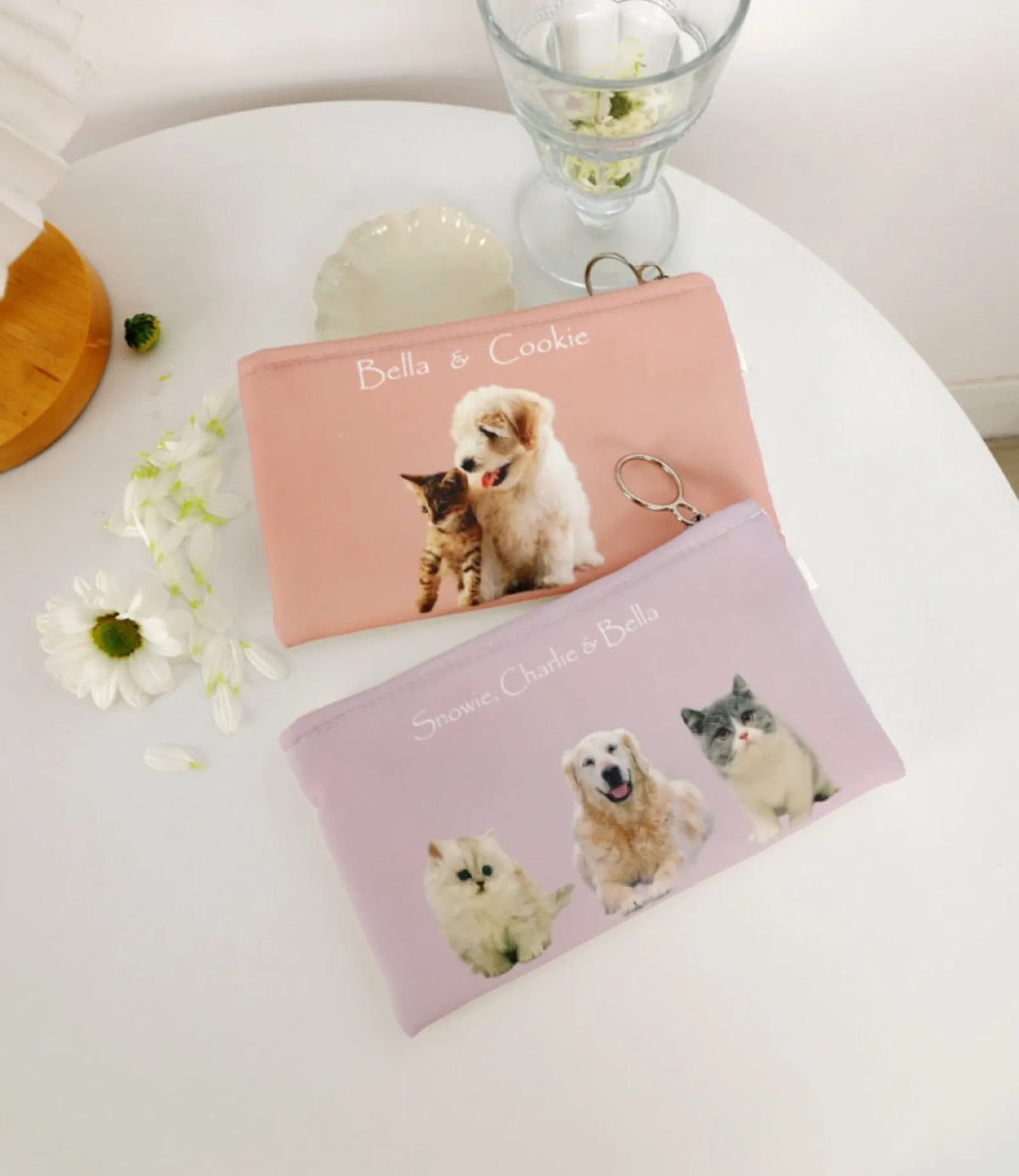 Custom Pet Portrait Pencil Case - Personalized Dog & Cat Zipper Pouch - Cute Makeup & Treats Organizer