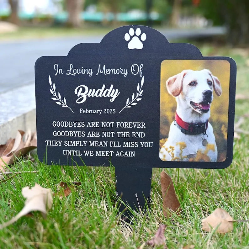 Custom Dog Memorial Stake, Personalized Dog Photo Plaque, Outdoor Pet Grave Marker