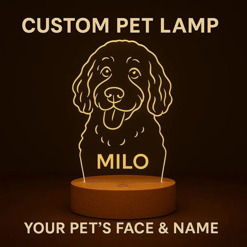 Custom Pet Lamp – Personalized LED Acrylic Night Light with Pet Name, Pet Memorial Gift