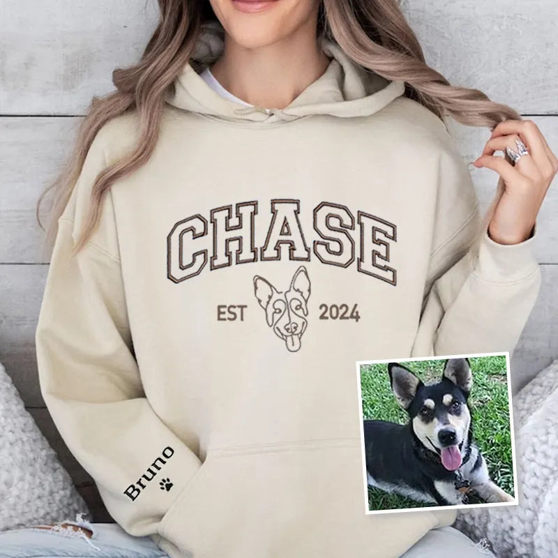 Personalized Embroidered Dog Hoodie Dog Name Sweatshirt T-shirt