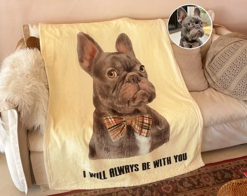 Christmas Pet Portrait Blanket Custom Dog Portrait Painting Pet Blanket