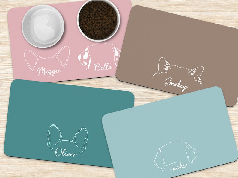 Custom Dog Mat – Personalized Pet Food Bowl Placemat with Dog Ears Design for Pet Lovers